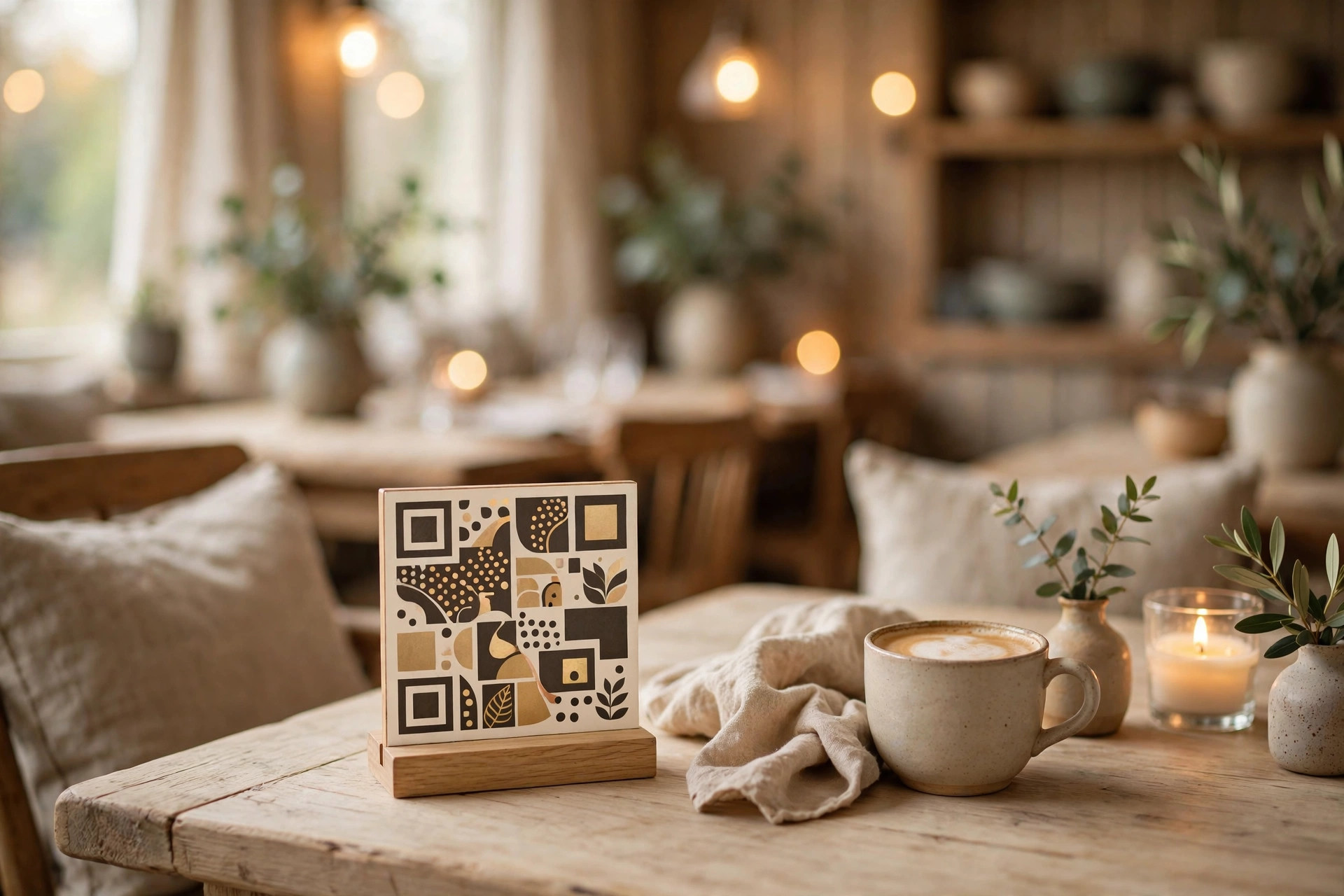 QR-kode på et restaurantbord